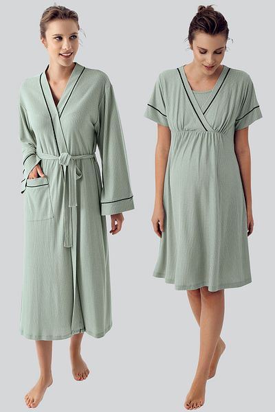 Artış Flexible Viscous Short Sleeve Maternity Dressing Gown and Nightgown Set