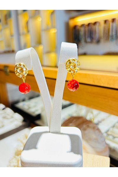 Luna Red Agate Earrings with Natural Stones