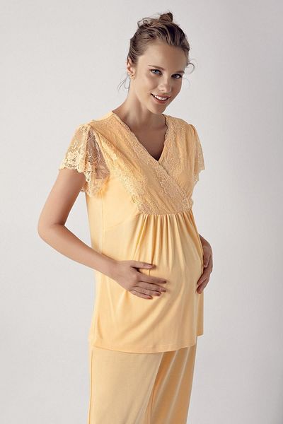 Artış Flexible Viscous Women's Maternity Pajama Set - Short Sleeve 13208