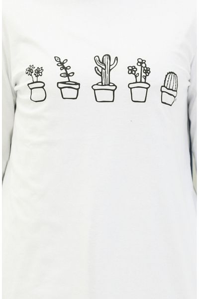 sefamerve White Printed Tunic 6001-03