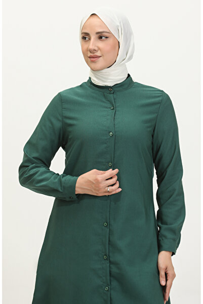 sefamerve Emerald Green Judge Collar Buttoned Tunic - 6112-07
