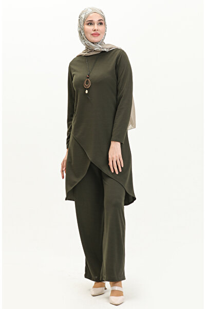 sefamerve طقم تونيك وبنطلون كاكي - 0704-08