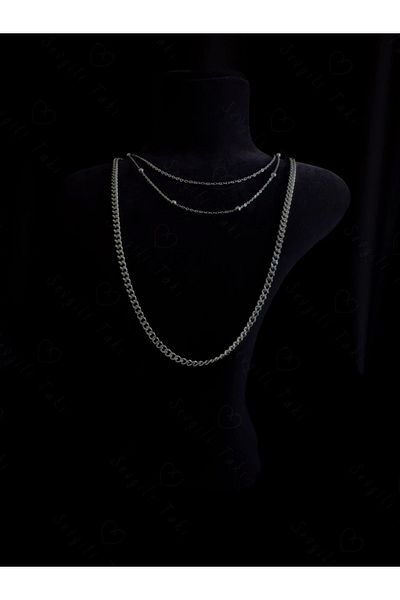 SEVGİLİ TAKI Three Chain Steel Necklace - Lover Jewelry Collection
