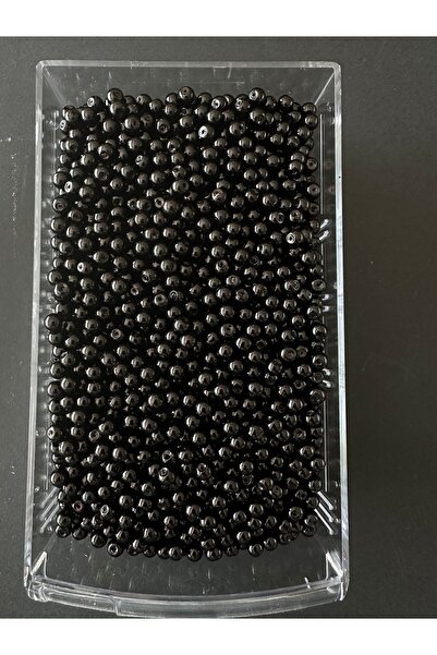 LİVZA BİJUTERİ siyah renk Cam inci boncuk 6 mm 50 gram