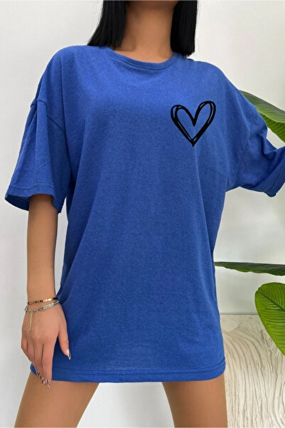 oneagılyazı Μίνιμαλ μπλουζάκι Heart Printed - Oversize Cut