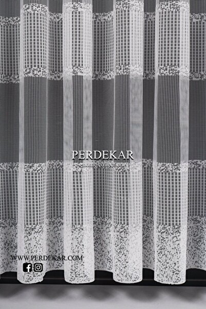 Perdekar Ara Boşluklu Desen Örme Tül Perde (1X3 SIK PİLELİ)