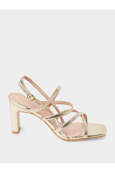 Styli Thin Cross Strap Mid Heel Sandals