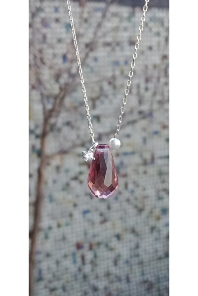 Bilsen Store 925 Ayar Gümüş Renk Değiştiren Zultanit Taşı Incili Tek Taşlı Kolye