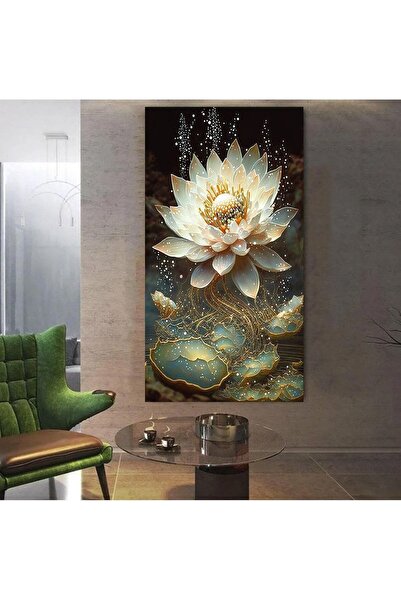 EMİLART Özel Tasarım Sarı Lotus Çiçeği HD Kalite Kanvas Tablo /005-e