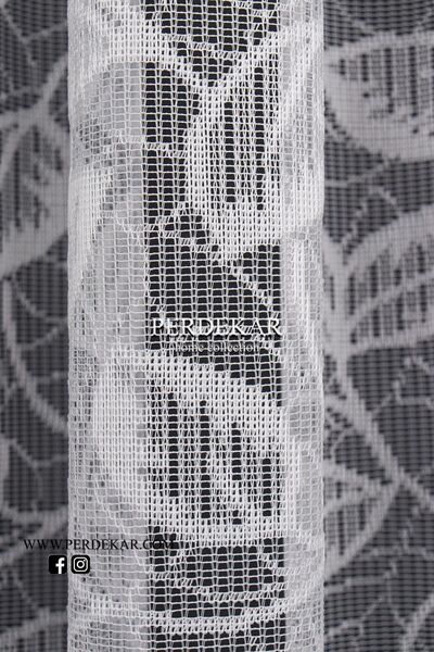 Perdekar Yaprak Desen Örme Tül Perde (1X3 SIK PİLELİ)