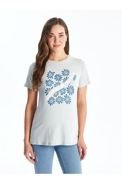 LC Waikiki Umstands-T-Shirt – Rundhalsausschnitt, bedruckt, kurze Ärmel
