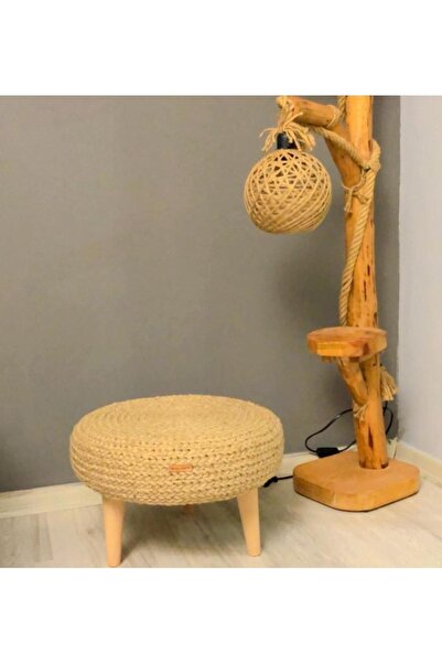 Hayal Home Hasır Örgü Detaylı Puf Sehpa (ebat 42x12