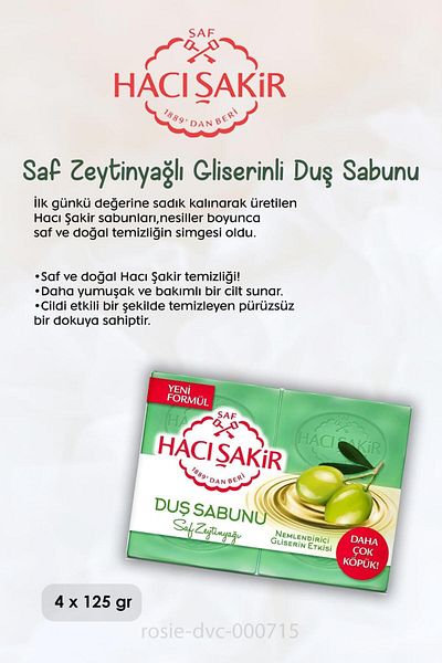 Hacı Şakir Hacı Şakir Glycerin Olive Oil Shower Soap - 4 x 125 gr and ROSIE