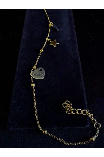 SEVGİLİ TAKI Charm Gold Steel Anklet| Peace Series