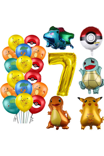 Choice 26 قطعة من بالونات البوكيمون بيكاتشو تشارماندر سكويرتل بولباسور عدد البالونات مجموعة أرقام أعياد ميلاد الأطفال...