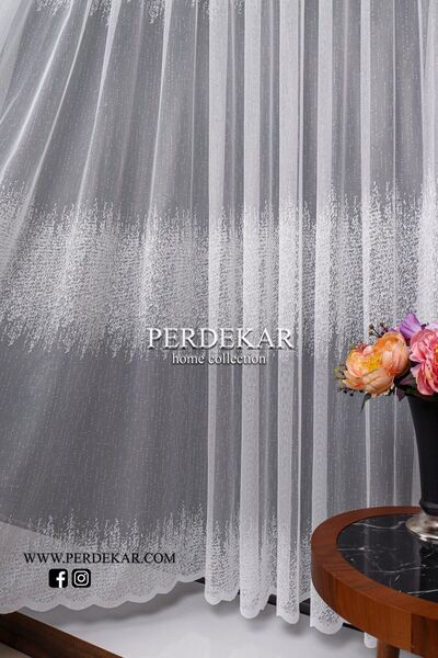 Perdekar Seyrek Ara Boşluk Desen Örme Tül Perde (1X3 SIK PİLELİ)