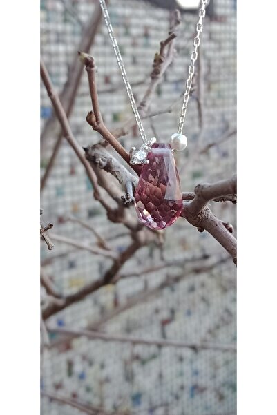 Bilsen Store 925 Ayar Gümüş Renk Değiştiren Zultanit Taşı Incili Tek Taşlı Kolye