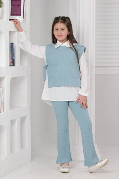 Asortix Girl's Cotton Camisole Triple Set - Shirt, Trousers, Sleeveless Blouse Set of 3