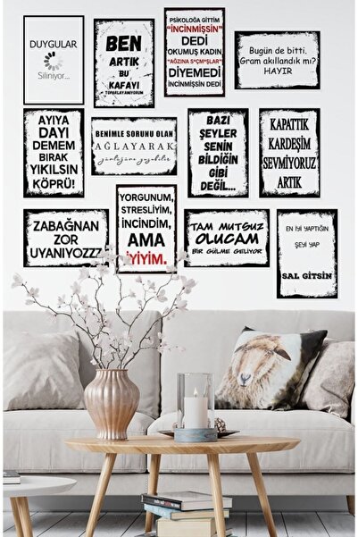 Hediyenikap Sözler Temalı 12 Parça Ahşap Poster Tablo Duvar Dekoru