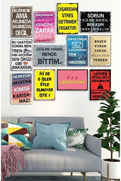 Hediyenikap Sözler Temalı 12 Parça Ahşap Poster Tablo Duvar Dekoru