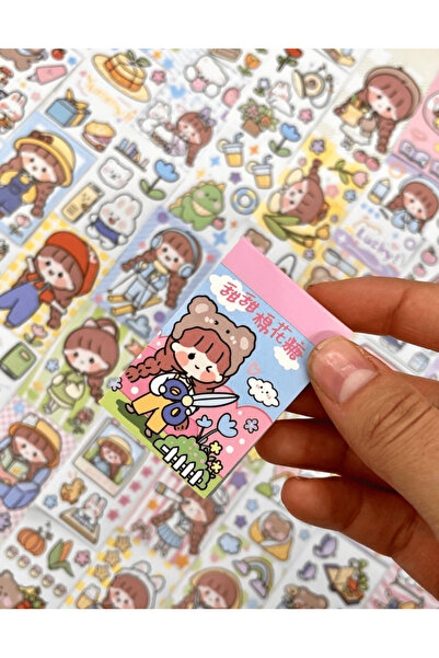 Genel Markalar Sevimli Kız Pembe Renk 50 Yaprak Mini Defter Sticker / Çıkartm...