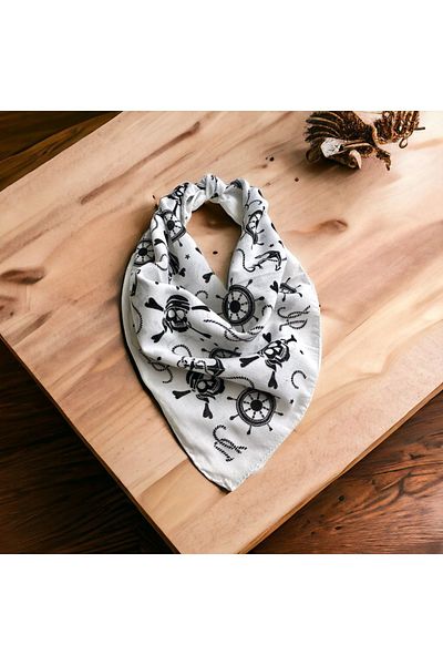 alsaccessories White Color Skull Patterned Multi-Purpose Bandana 100% Cotton