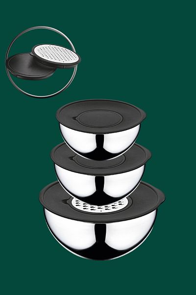 Lines 9 Piece Stainless Steel Grater Mixing Set - Inox