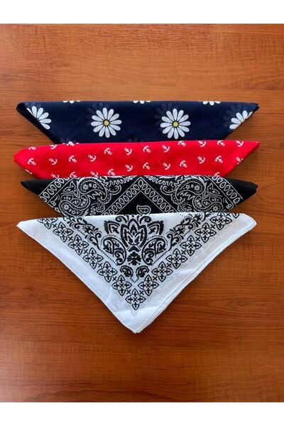 Esila Accessories Unisex 4 τεμάχια μπαντάνα με μικτά σχέδια μαργαρίτα, άγκυρα...