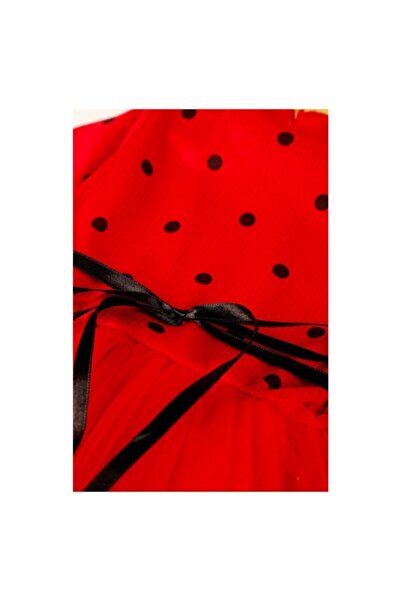 C&C OKULCUNUZ Kız Bebek Çocuk Prenses Kabarık Tütü Elbise Puantiyeli Uzun Kol Esnek Likralı Somon