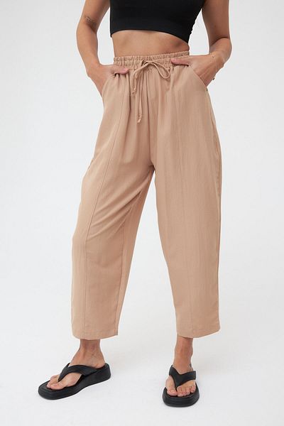Laluvia Παντελόνι Ayrobin Shalwar με τσέπες Camel Color