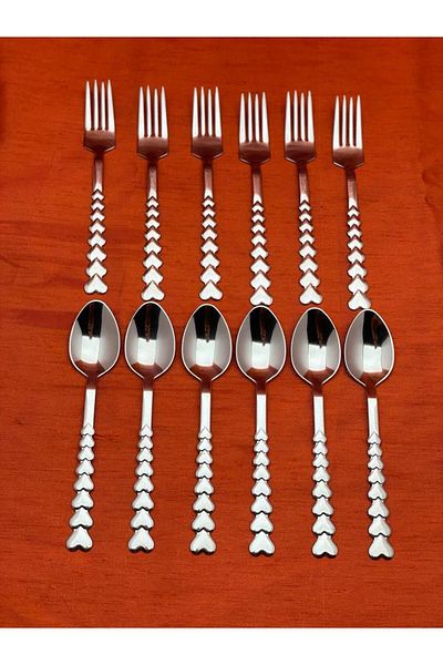 ARVEY 24 Pieces 12 Person Sweet Spoon with Heart - Sweet Fork