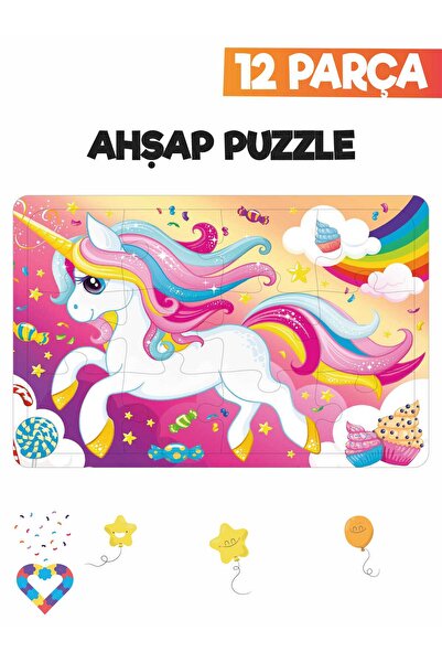 esatoys Ahşap Çocuk Puzzle 12 Parça