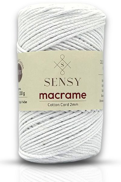 SENSY Οπτικό Λευκό Premium Koton String - Τσάντα μακραμέ αλυσίδας 2mm