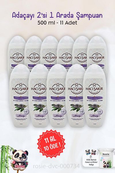 Hacı Şakir Hacı Şakir Sage - BUY 11 GET 10, 2 in 1, Shampoo Against Dandruff 500 ml and ROSIE
