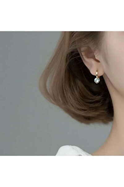 toptanhanem أقراط فولاذية بسيطة - تصميم حجر واحد