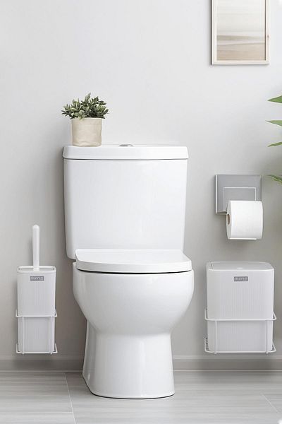 Okyanus Home Λευκό Eco Magic Hanging Square Mina Σετ 2 τεμαχίων WC κουβά και βούρτσα