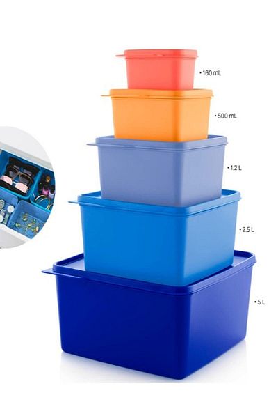 Tupperware 5-Piece Colorful Rectangular Storage Set - Esc
