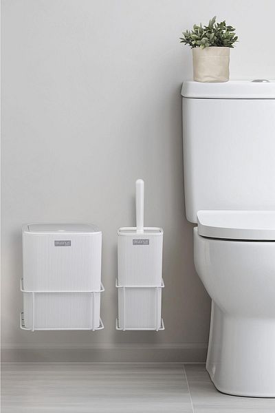 Okyanus Home Λευκό Eco Magic Hanging Square Mina Σετ 2 τεμαχίων WC κουβά και βούρτσα