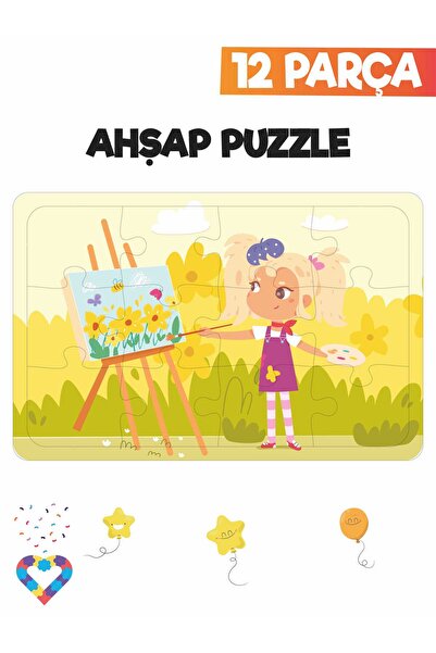 esatoys Ahşap Çocuk Puzzle 12 Parça