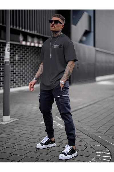 MOONBULL Pánské oversize tričko s potiskem Faith Over Fear
