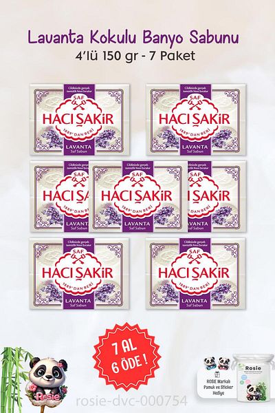 Hacı Şakir Hacı Şakir Lavender Scented Bath Soap - 4 x 150 gr and ROSIE