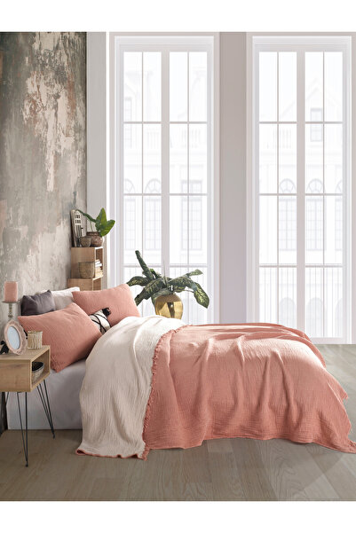 destinyhometex King Size Multi Muslin Bedspread - 240x260cm/50x70cm, 4 Layers, 100% Cotton