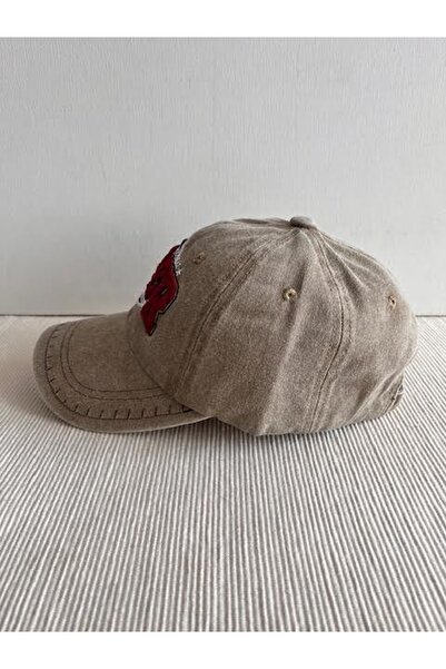 CosmoOutlet Unisex Μπεζ Χρώμα Super Premium Κεντημένο και Πλενόμενο Ρυθμιζόμενο Καπάκι Πλάτης