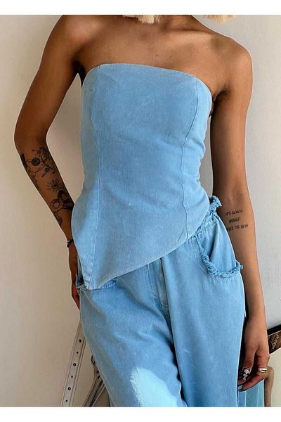 dshee woman Top crop din denim