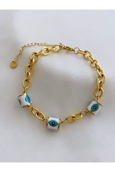 VNS Accessories Steel Eye Detailed Rope Bracelet