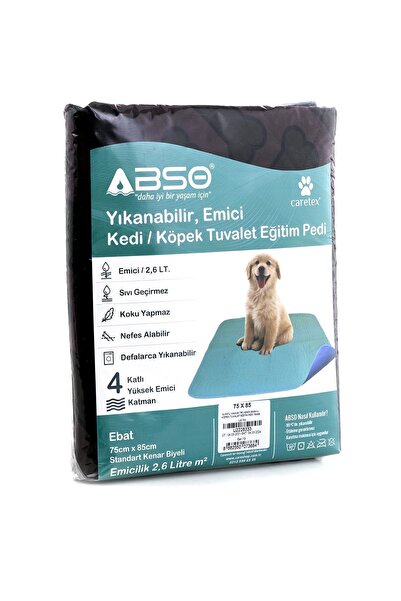 Careshop Abso 4 Katlı Yıkanabilir Emici Köpek Pedi Kahve Kemik Baskılı ( 100 X 100 Cm. )