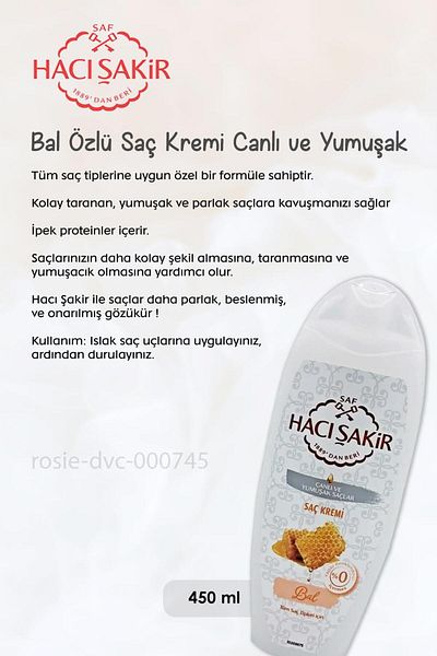 Hacı Şakir Hacı Şakir Honey Conditioner - BUY 7 GET 6 PAY, Vibrant and Soft Hair, 450 ml ROSIE