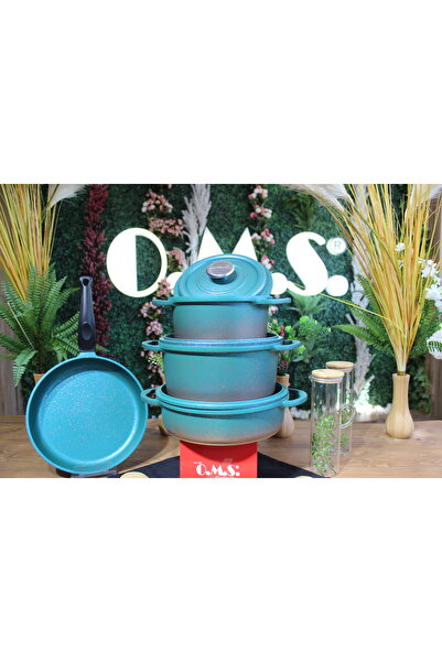 O M S Collection Ocalıptus - 3049 - 7 Parça Premium Bio Granit, Döküm Tencere...