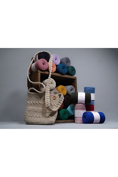 Makromecity Premium Cotton Cotton Macrame Rope Mustard 200 Gr 150 Meters 2mm Cotton Bag Rope Supla Rope