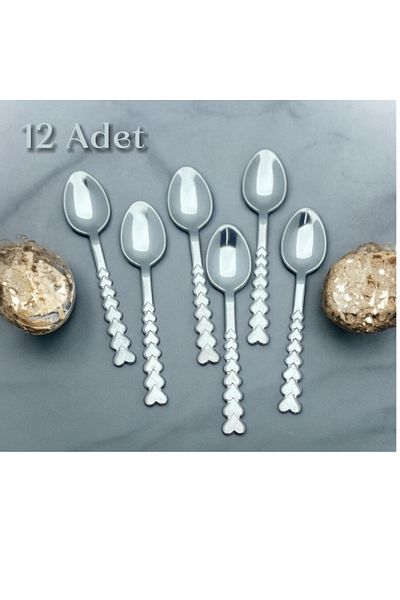 ARVEY 12 Sweet Spoons with Hearts - 12 Pieces